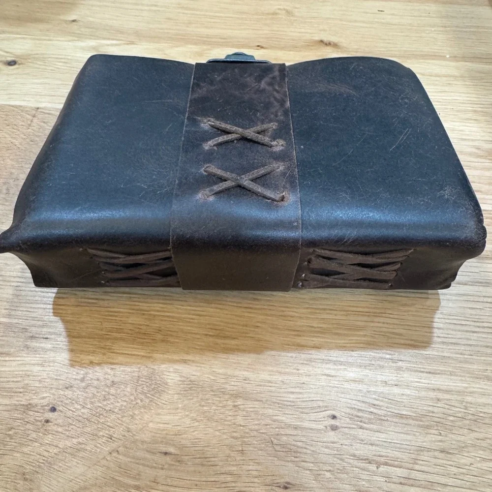Handmade Leather Journal Dark Brown Distressed Deckle Edge Paper Clasp 7x5